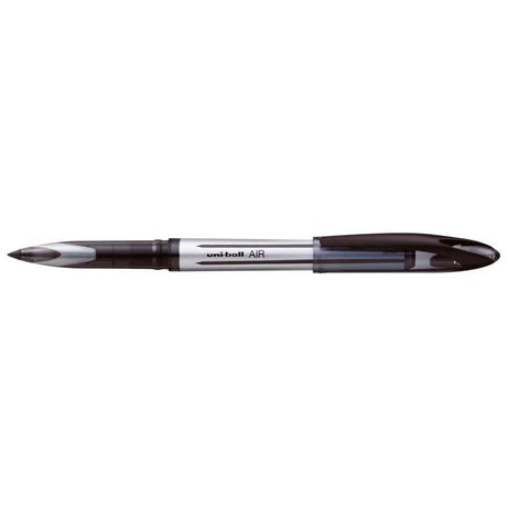 Uni-ball Air Capped Rollerball pen in black, featuring 0.7mm nib and innovative air-tip technology for variable line widths.