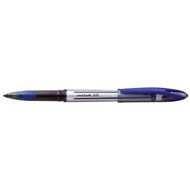 Uni-ball Air Capped Rollerball pen in blue, featuring 0.7mm nib and air-tip technology for versatile, smooth writing.