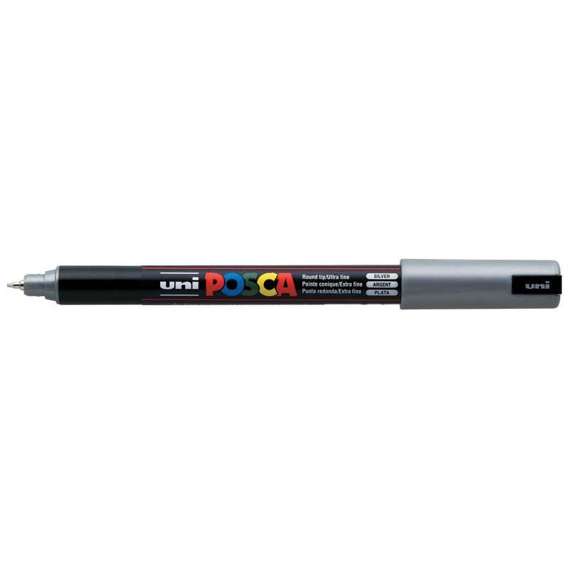 Ultra-fine silver paint marker with a 0.7mm tip, perfect for precise detailing and vibrant artwork on any surface.