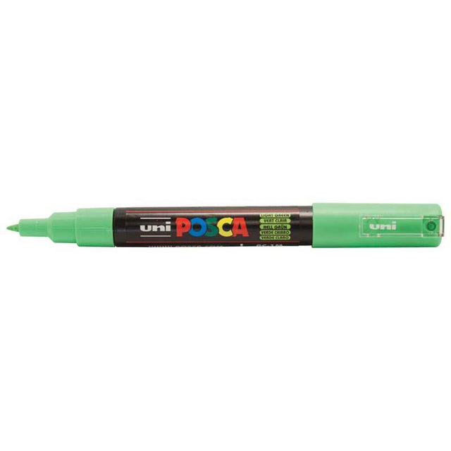 Light green Uni Posca Marker with 0.7mm ultra-fine tip for precise detailing on various surfaces. Perfect for artists and crafters.