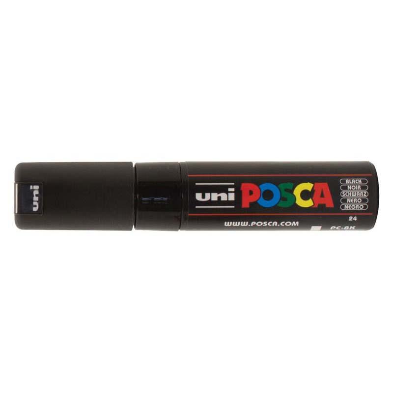 Uni Posca Marker 8.0mm Bold Chisel in black, ideal for precise art on various surfaces with a versatile chisel tip.