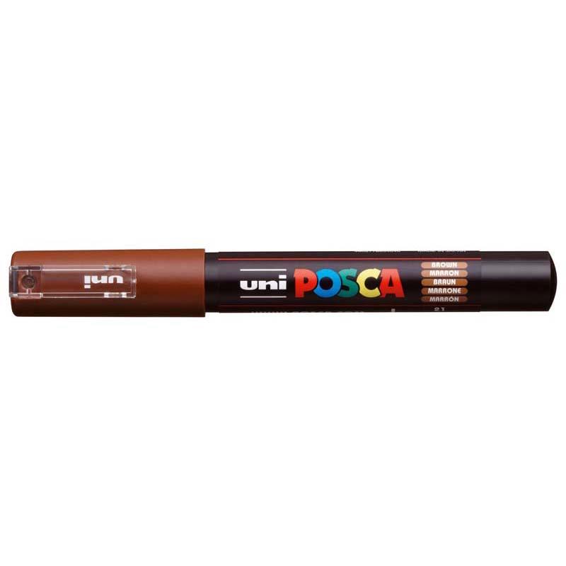 Uni Posca Marker in brown, 0.7mm ultra-fine tip, perfect for precise detailing on various surfaces.