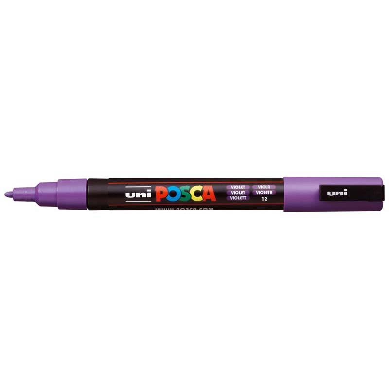 Violet Uni Posca Marker with fine 0.9-1.3mm tip, perfect for detailed art on various surfaces.