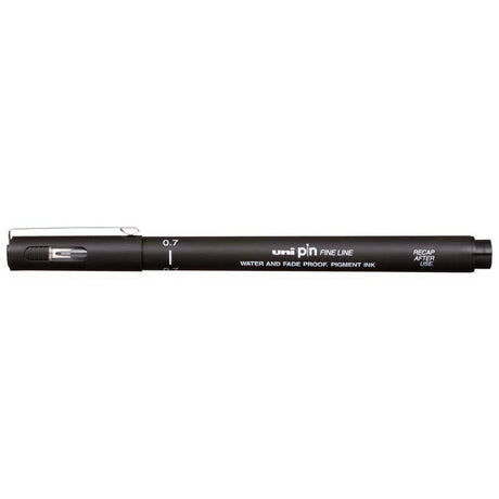 Uni Pin Fineline Permanent 0.7mm Black marker with durable tip and waterproof ink for precise detailing and vibrant results.