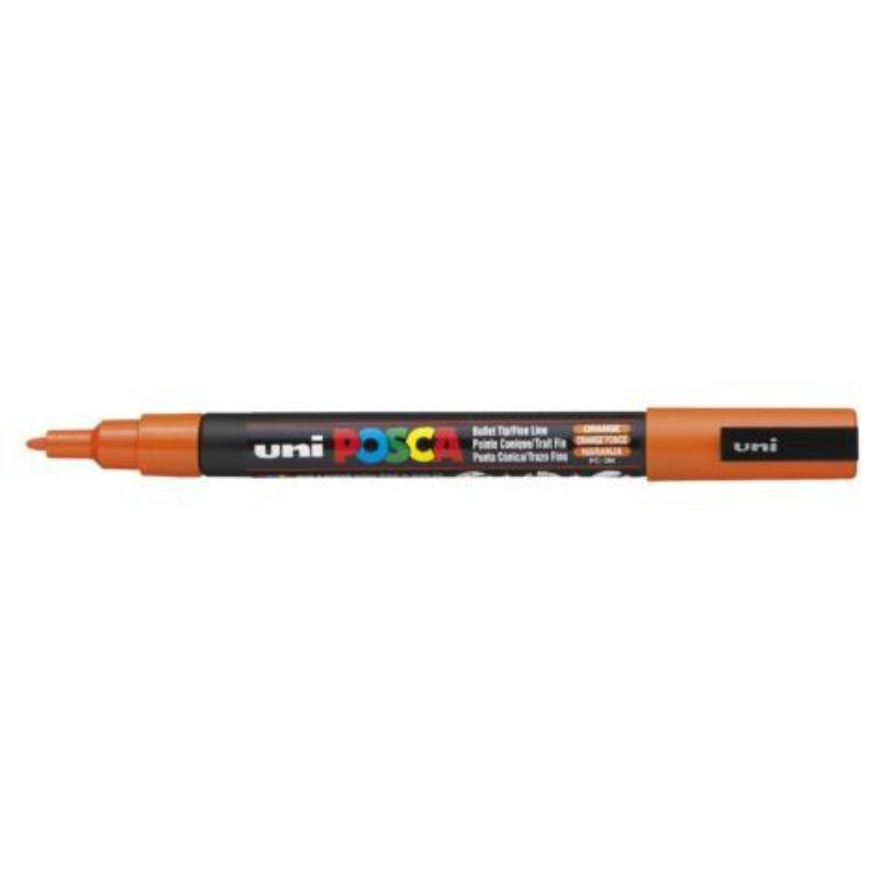 Uni Posca Marker in Fine Light Orange with a 0.9-1.3mm tip, ideal for precise detailing on various surfaces.