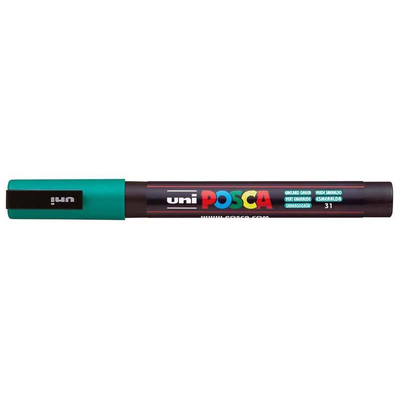 Uni Posca Marker 0.9-1.3mm Fine in Emerald Green, ideal for precise, vibrant art on various surfaces.