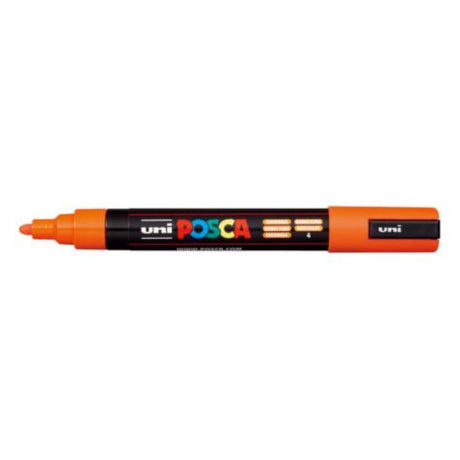 Vibrant orange Uni Posca Marker with a 1.8-2.5mm bullet tip, perfect for precise artwork on various surfaces.