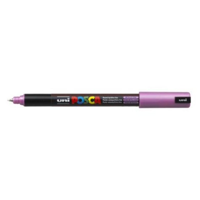 Uni Posca Marker 0.7mm in Met Pink, featuring an ultra-fine bullet tip for precise detailing on various surfaces.