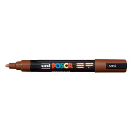 Brown Uni Posca Marker with 1.8-2.5mm bullet tip perfect for precise coloring and crafting on various surfaces.