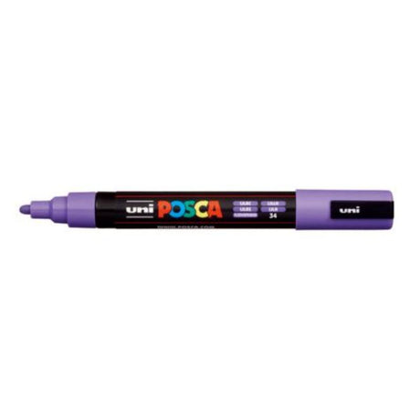 Lilac Uni Posca Marker with a 1.8-2.5mm bullet tip, perfect for detailed art on various surfaces.