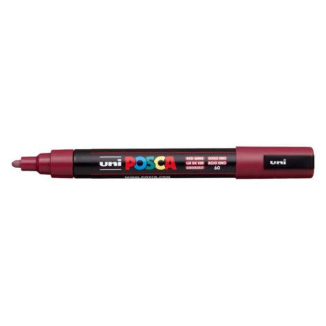 Uni Posca Marker in Red Wine color with 1.8-2.5mm bullet tip, ideal for versatile crafting and precise artwork.