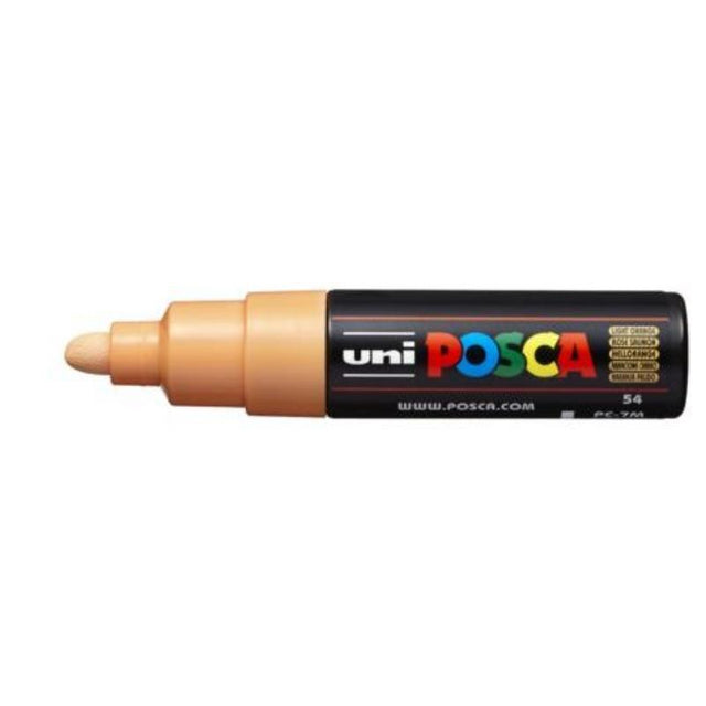 Light orange Uni Posca Marker with a bold bullet tip, ideal for vibrant, precise artwork on various surfaces.