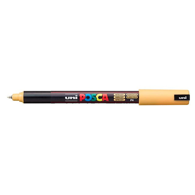 Uni Posca 0.7mm Ultra-Fine Apricot Marker, ideal for detailed art on various surfaces with vibrant, opaque colors.