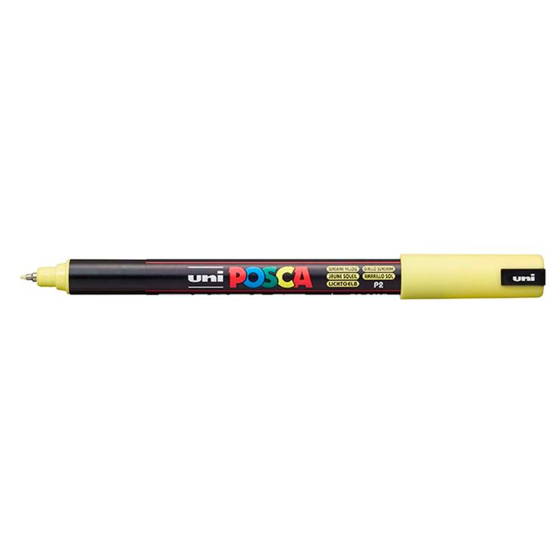 Uni Posca Marker 0.7mm in Sunshine Yellow, featuring an ultra-fine tip for precise detailing on various surfaces.