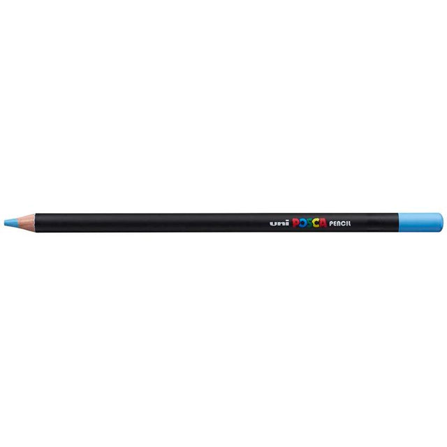 Light blue Uni Posca Pencil displaying vivid color for blending and drawing on various paper types. Ideal for artists and hobbyists.