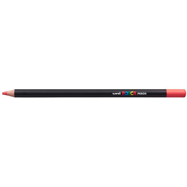 Uni Posca Pencil in Coral Pink, featuring vivid color, smooth finish, and versatility for various drawing techniques.