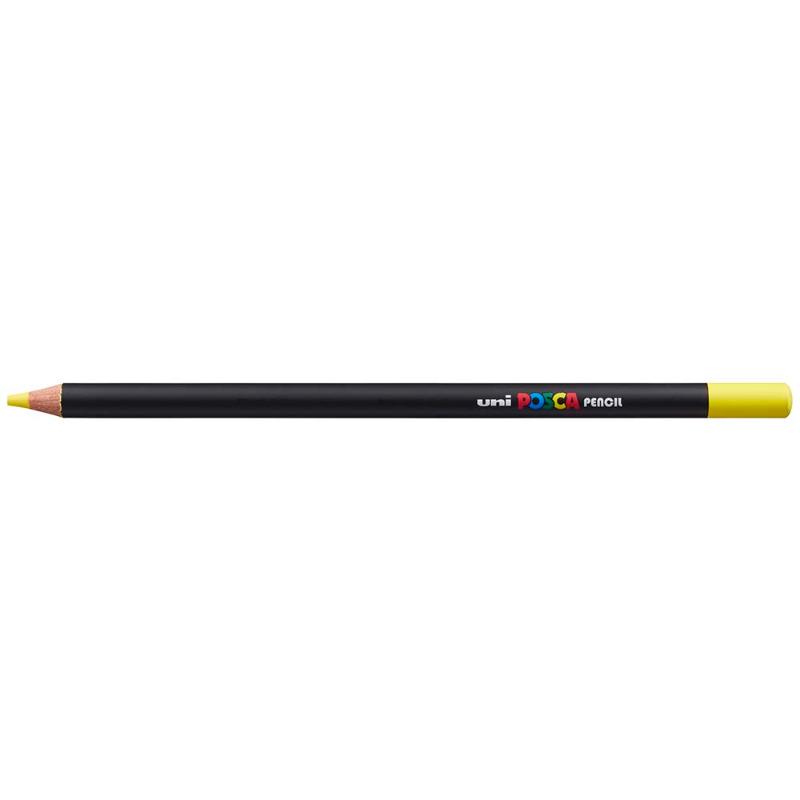 Uni Posca Pencil in Lemon Yellow: artist-grade, oil-rich formula for vibrant colors, perfect for various artistic techniques.