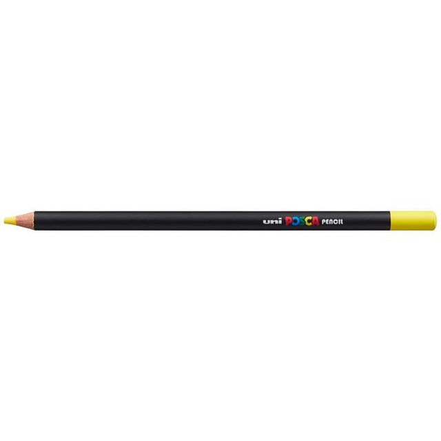 Uni Posca Pencil in Lemon Yellow: artist-grade, oil-rich formula for vibrant colors, perfect for various artistic techniques.