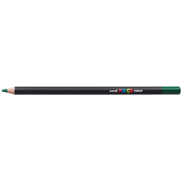 Uni Posca Pencil in Dark Olive, featuring vivid colors and versatile techniques for artists on light or dark paper.