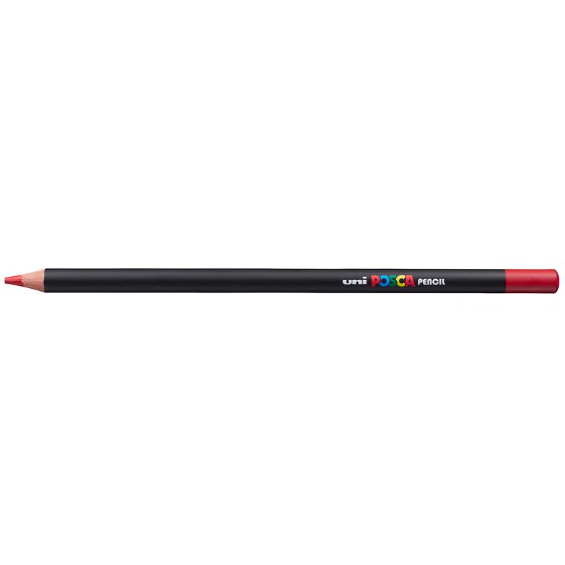 Vermilion Uni Posca Pencil showcasing vibrant, ultra vivid colors, ideal for various artistic techniques on any paper.