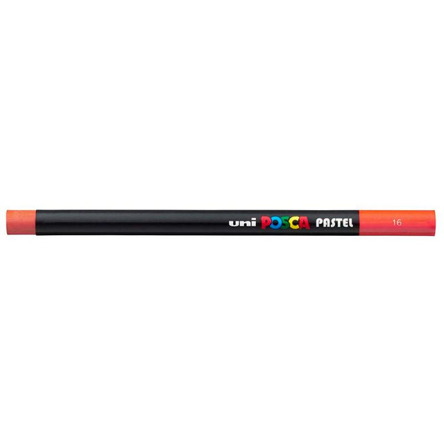 Uni Posca Pastel Vermilion in vibrant red-orange, ideal for smooth blending and versatile use on various surfaces.