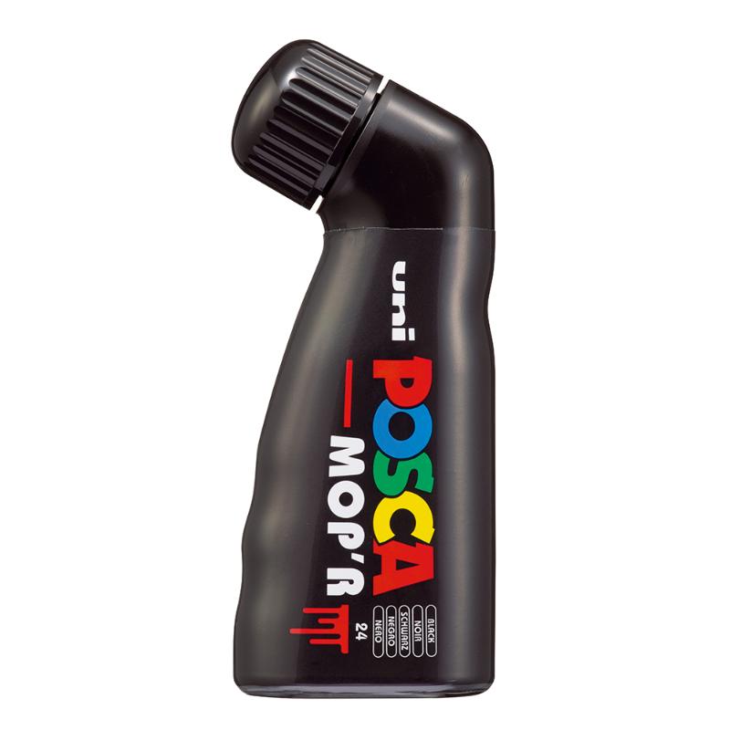 Uni Posca Marker 3-19mm MOP'R in black, features a round foam tip for versatile, non-toxic acrylic paint application.