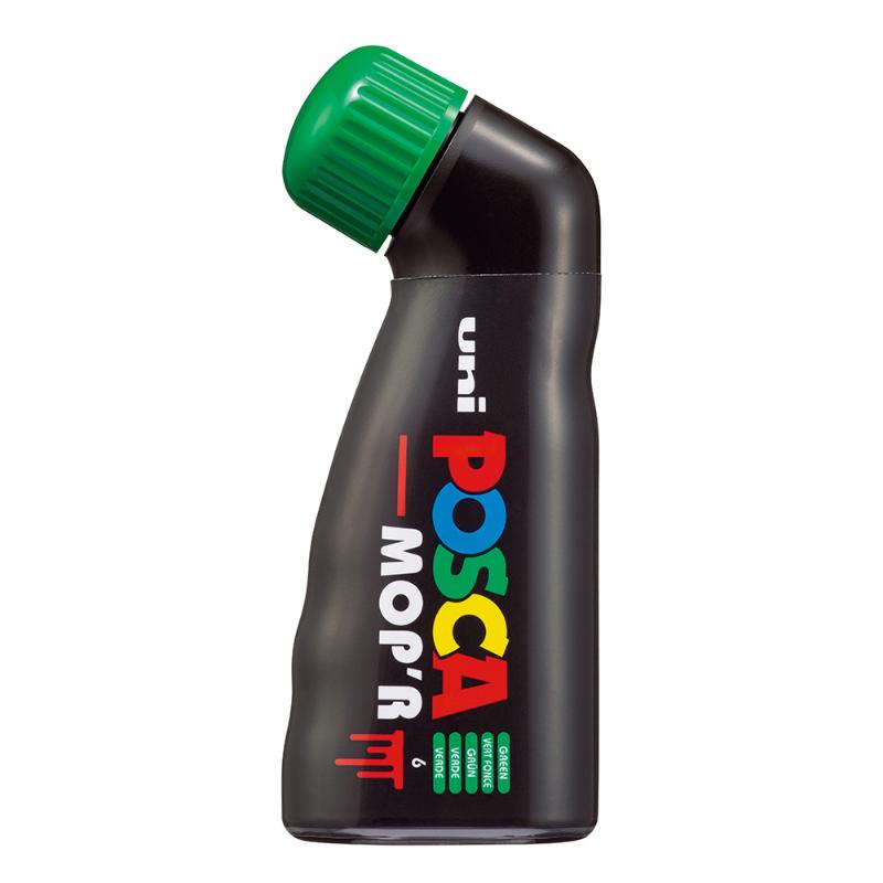 Uni Posca Marker 3-19mm MOP'R in green with round tip, perfect for vibrant artwork on various surfaces.