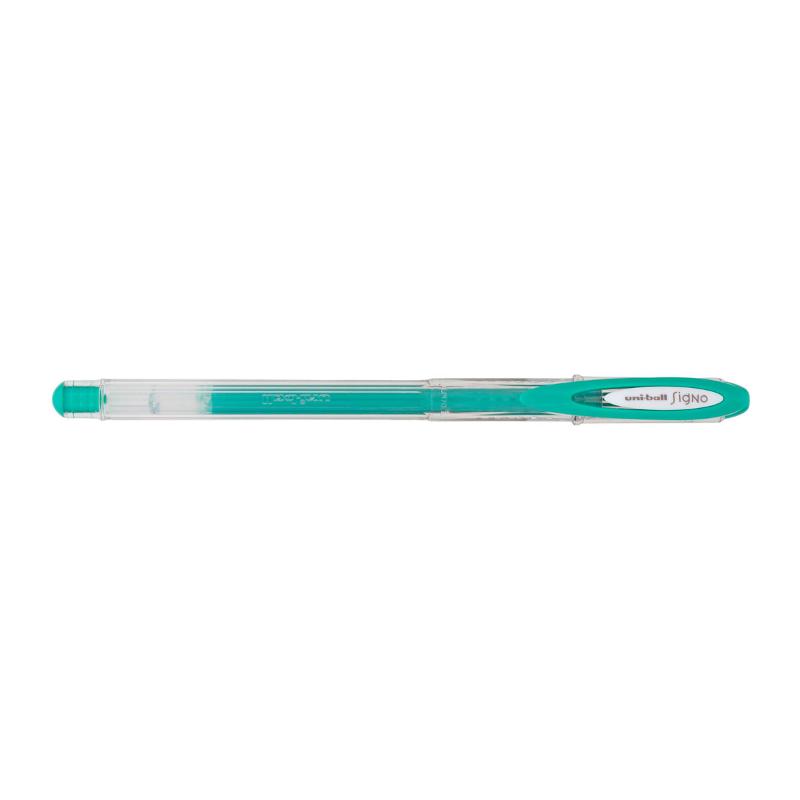 Pastel green Uni-Ball Signo Angelic gel pen with 0.7mm tip, perfect for vibrant and precise writing, journaling, and artwork.