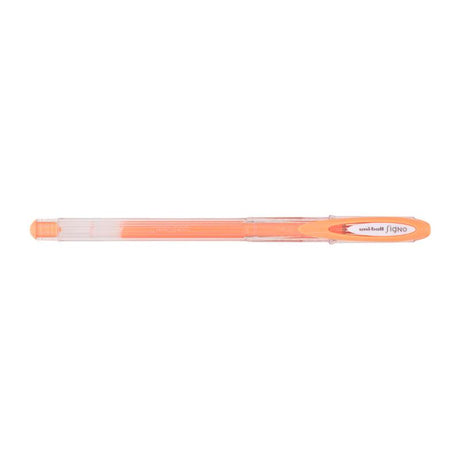 Vibrant pastel orange Uni-Ball Signo Angelic gel pen with a smooth 0.7mm nib, perfect for precise and creative writing.