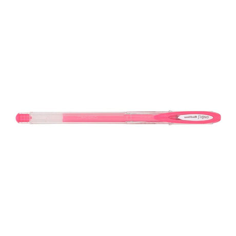 Capped Uni-Ball Signo Angelic 0.7mm gel pen in vibrant red, perfect for precise, fade-resistant writing and artwork.