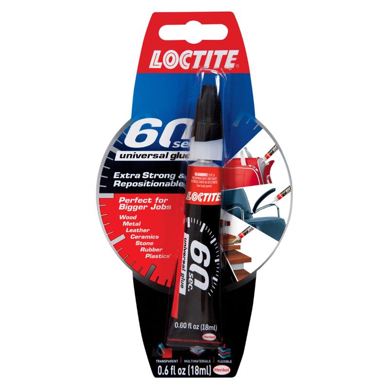 Loctite 60 Second All-Purpose Glue 20g tube for quick, strong, and flexible adhesive solutions on various materials.