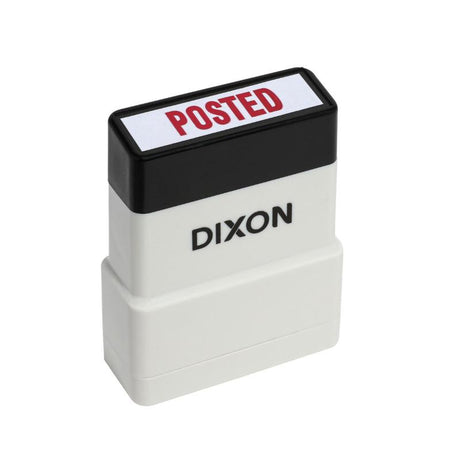 Dixon Stamp 038 Posted Red Pre-Inked Stamp, durable plastic, bold red imprint, compact size, ideal for office and personal use.