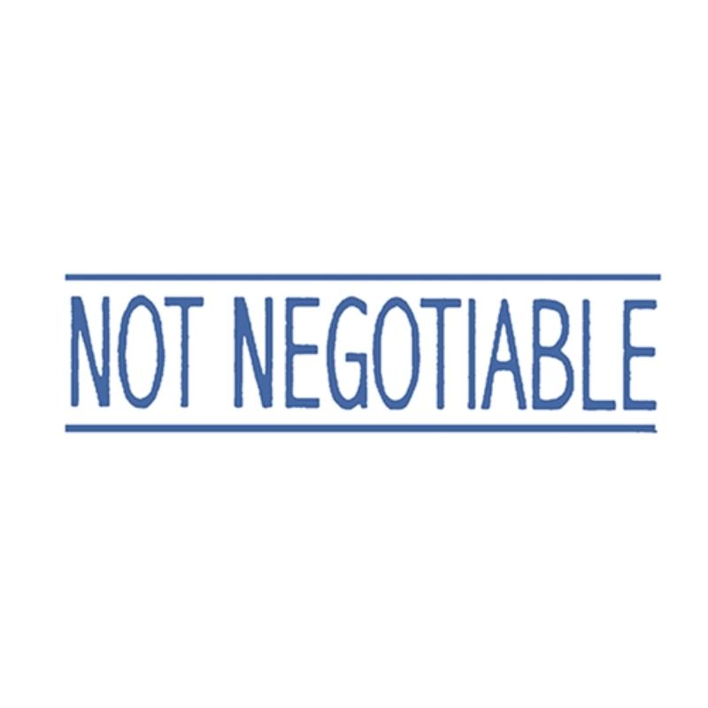 Dixon blue 'Not Negotiable' stamp, 13x42mm, durable plastic for clear, professional document impressions.