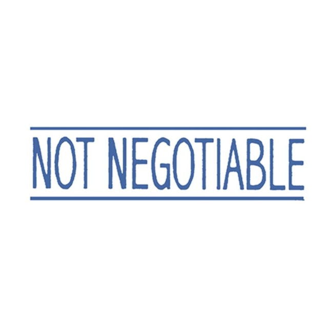 Dixon blue 'Not Negotiable' stamp, 13x42mm, durable plastic for clear, professional document impressions.