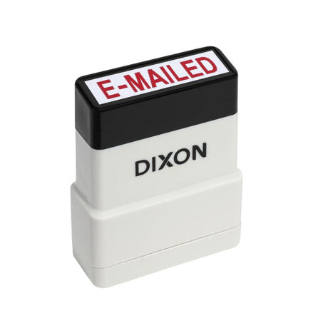 Dixon Stamp 082 Emailed Red Pre-Inked Stamp in durable plastic, producing clear impressions with vibrant red ink, 13x42mm size.