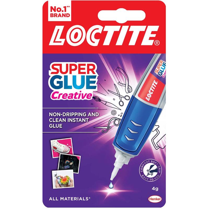 Loctite Super Glue Creative Pen 4g with precision applicator for quick, clear repairs on various materials like ceramic and plastic.