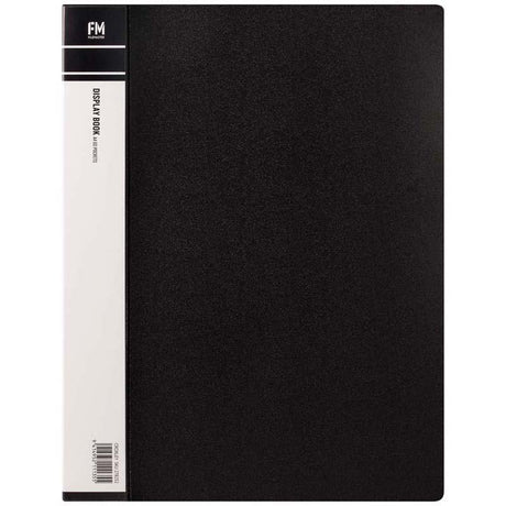 FM Display Book A4 Black with 60 clear pockets for organized and stylish document storage. Ideal for presentations and reports.