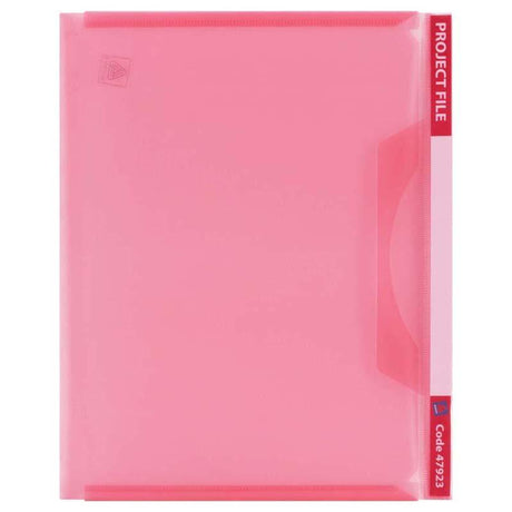 Avery Project File A4 Red, durable polypropylene, holds 20 sheets, features color-coded strip for easy organization.