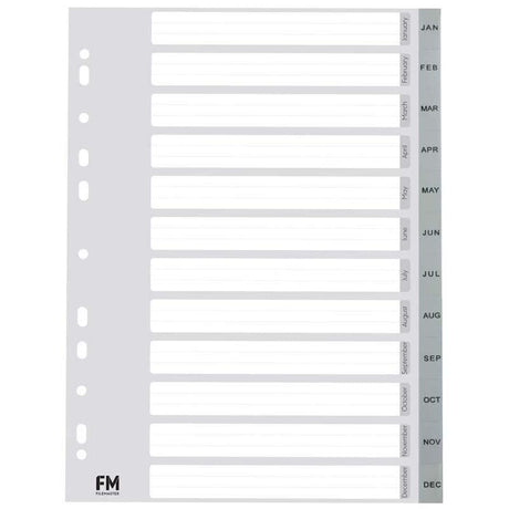 A4 grey polypropylene files with indexed dividers, waterproof and wipe-clean for durable document organization.