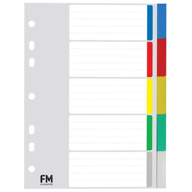 A5 polypropylene organizer with 5 colorful tabs, waterproof, durable, and perfect for efficient document management.