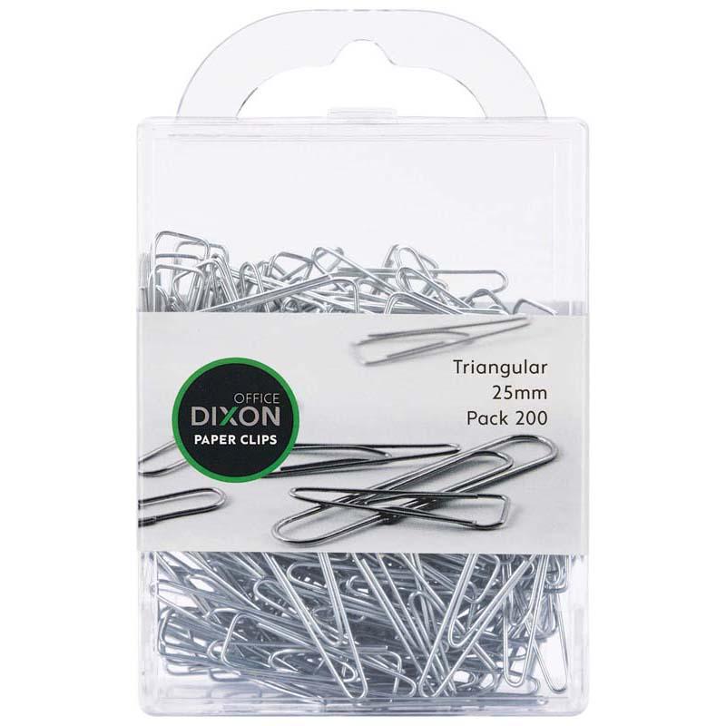 Dixon 25mm silver paper clips in a tri-pack of 200 for effective document organization at home or office.