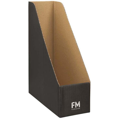 Sleek black FM Magazine File No5, perfect for organizing magazines and reports with easy access and durable design.