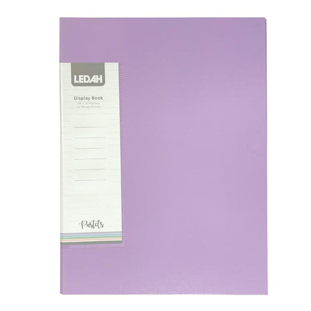 A4 purple display book with 20 thick pockets, linen-textured cover for elegant document organization and protection.