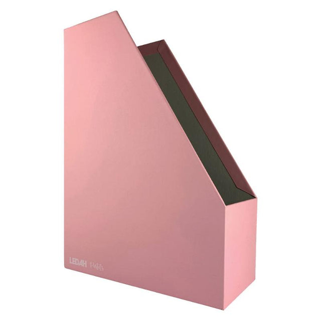 Stylish pink Ledah Pastels Magazine File made from FSC certified paperboard for organized A4 papers and magazines.