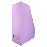 Stylish purple Ledah Pastels Magazine File for organizing A4 papers, featuring customizable nameplate and durable paperboard construction.