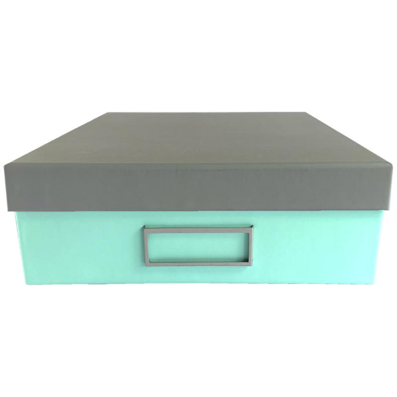 Ledah Pastels A4 Storage Box in Green, stylish and eco-friendly, perfect for organizing files with customizable nameplate.