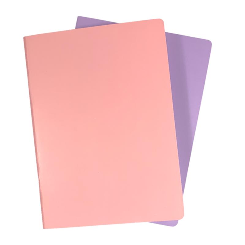 A5 notebooks in pink and purple, featuring 60 ruled pages each, perfect for organized note-taking and stylish writing.