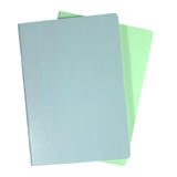 Ledah Pastels A5 Notebook Pack of 2 in blue and green, featuring 60 ruled pages for journaling and note-taking.