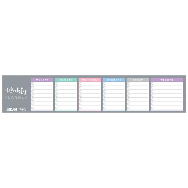 A stylish A5 weekly planner pad with 60 sheets, featuring soft pastel colors for organized scheduling and note-taking.