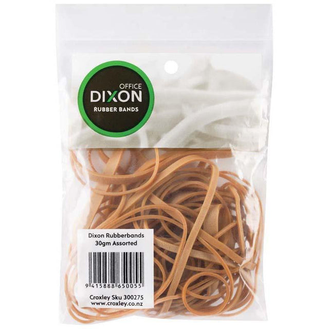 Dixon Rubber Bands Cellopak 30gm in brown, versatile and durable, perfect for organizing and crafting.